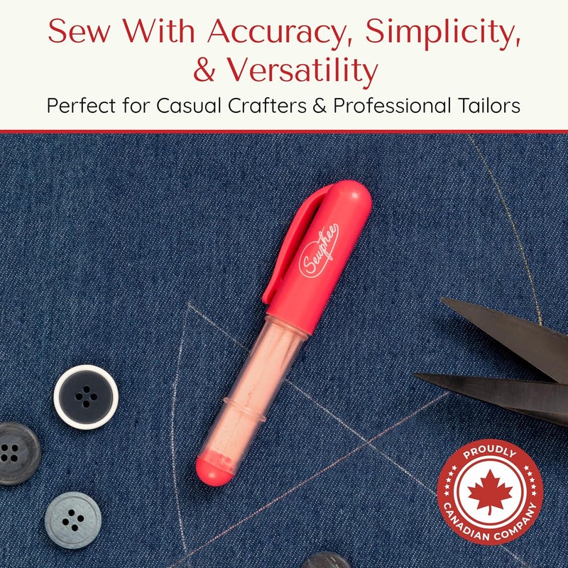 Sewphee Fabric Markers for Sewing – Ergonomic Tailors Chalk Pen with Improved Dosing Wheel for Sharp Lines - Washable Sewing Chalk Marking Pens that are Compatible with Most Fabrics - Pink 1 Pack - Image 2